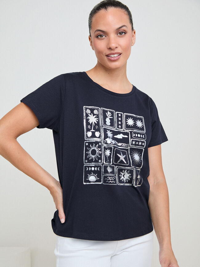 CAMISETA VERANO BRILLANTE Azul Marino