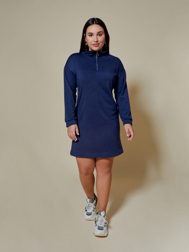 VESTIDO CUELLO CAMISERO CREMALLERA Azul Marino