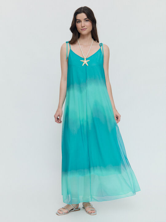 VESTIDO TUL ESTAMPADO Turquesa image number null