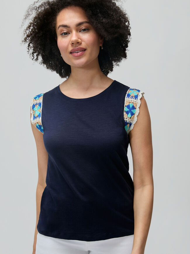 TOP ALGODÓN CROCHET Azul Marino