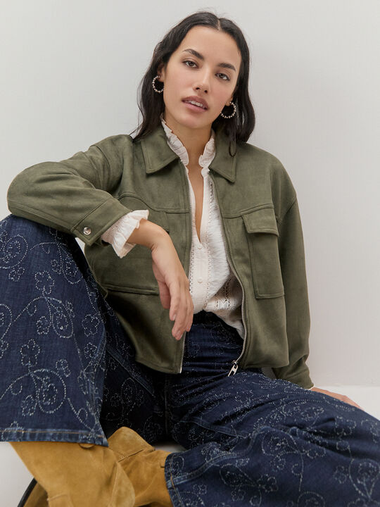 CHAQUETA ANTELINA CREMALLERA verde militar image number null
