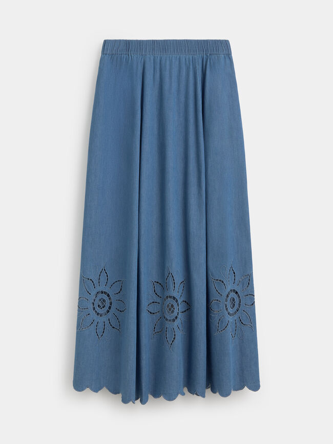 FALDA DETALLE BORDADO Mid blue