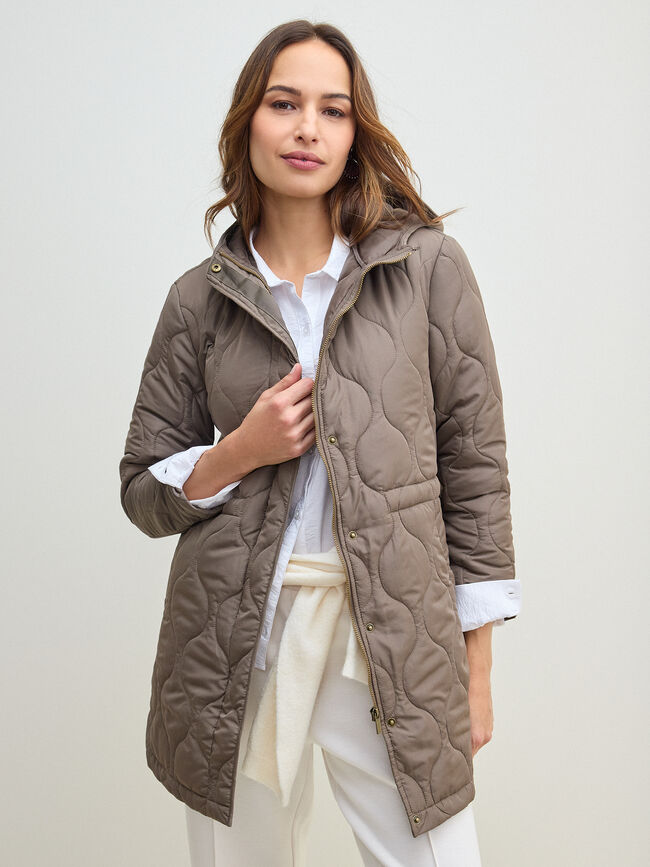 CHAQUETA LARGA ACOLCHADA Vison oscuro