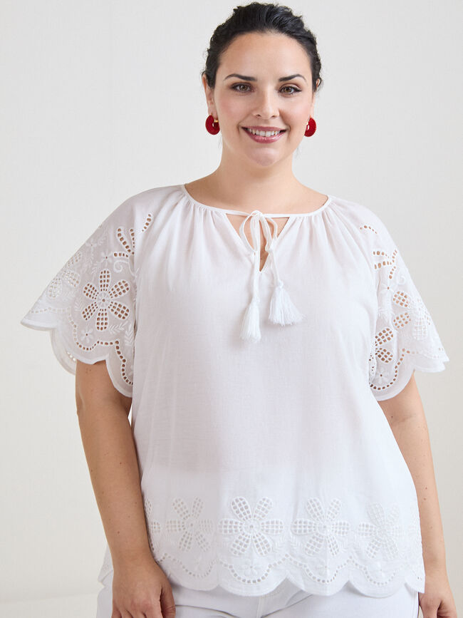 CAMISETA BIMATERIA BORDADA Blanco Optico
