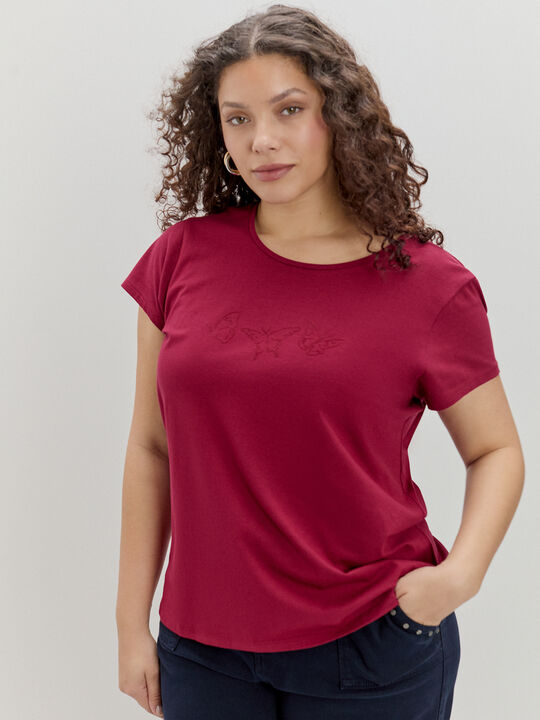 CAMISETA MARIPOSAS TERCIOPELO Granate image number null