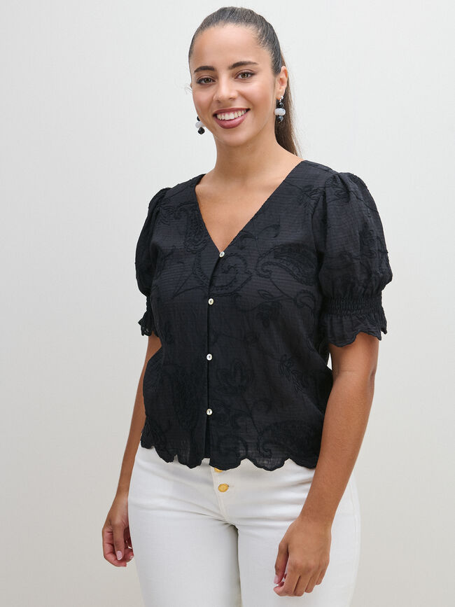 CAMISA BORDADA Negro