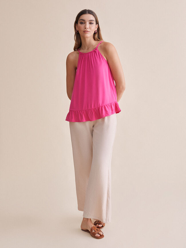 Top volante bajo Fucsia Claro