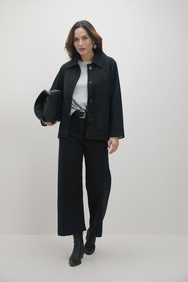 CHAQUETA PAÑO BASICA Negro