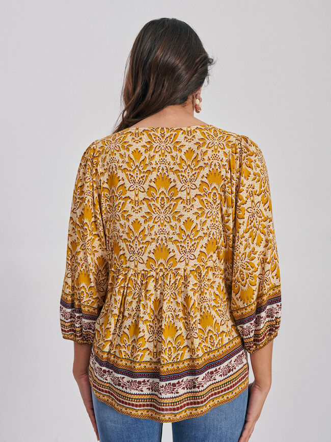 Blusa manga globo Mostaza