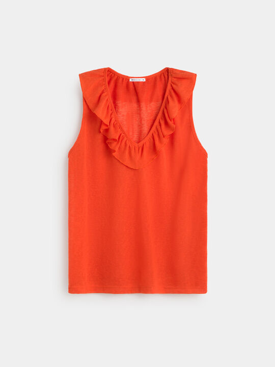 TOP CUELLO VOLANTE Rojo Pimenton image number null