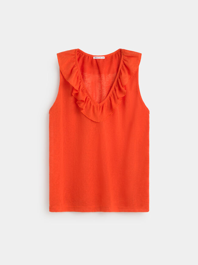 TOP CUELLO VOLANTE Rojo Pimenton