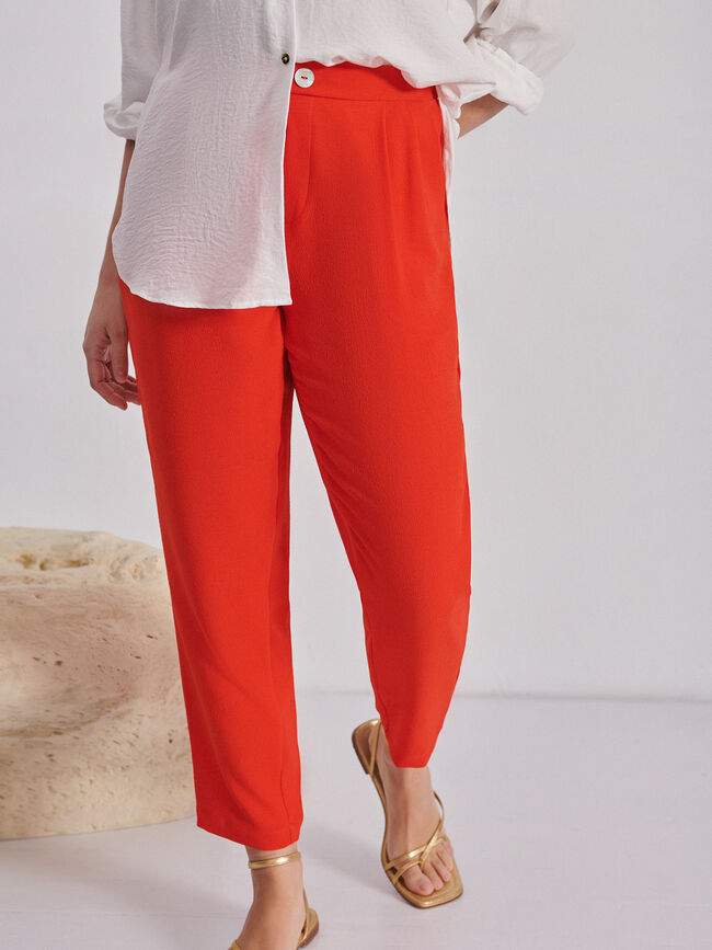 Pantalón pinzas Rojo Tomate