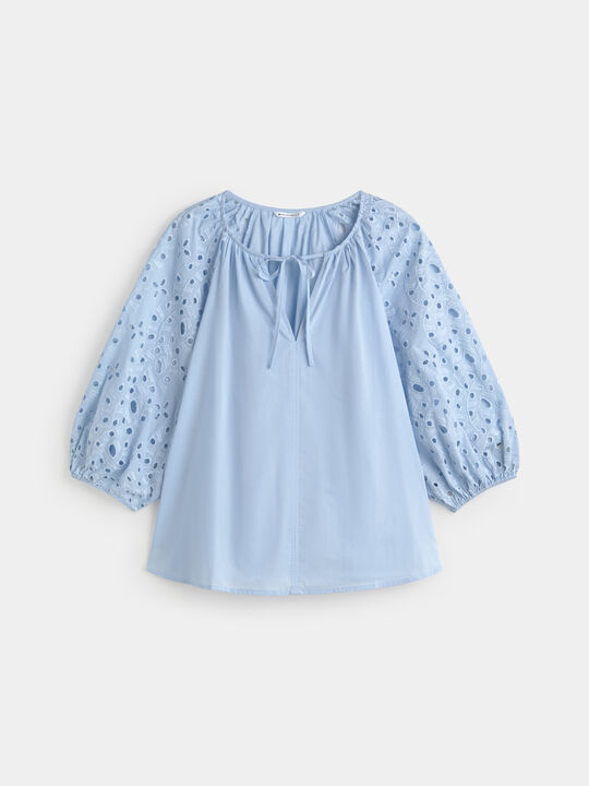 BLUSA MANGA TROQUELADA Azul Bebe image number null