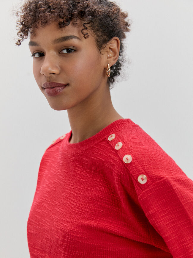 CAMISETA DETALLE BOTONES Rojo