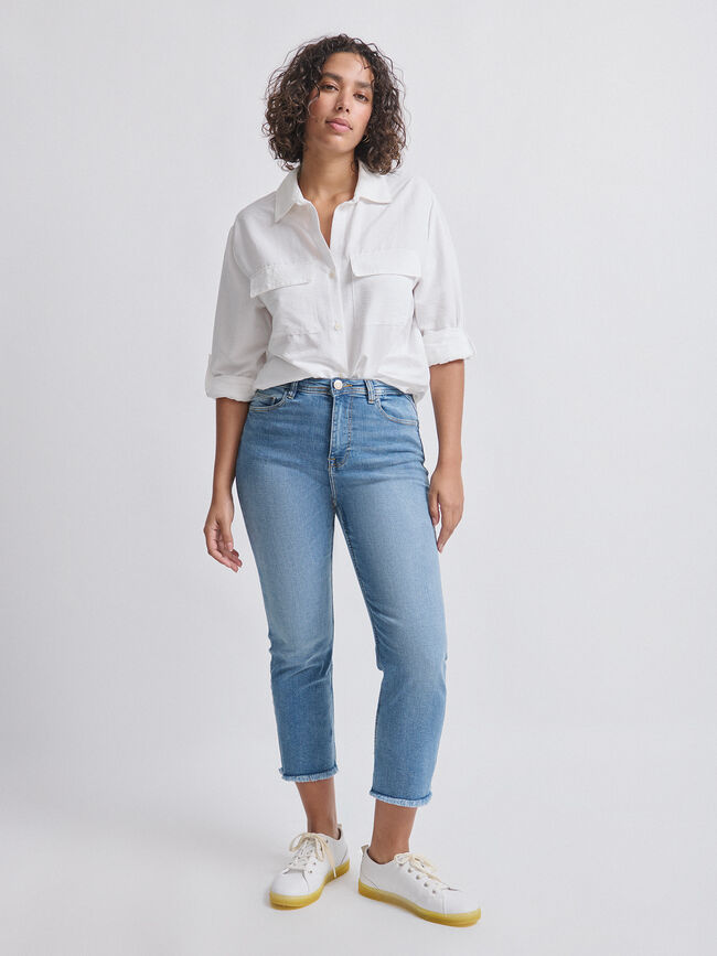 VAQUERO RECTO CROP Mid blue