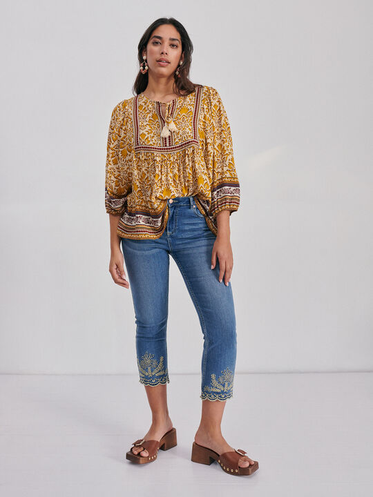 Blusa manga globo Mostaza image number null