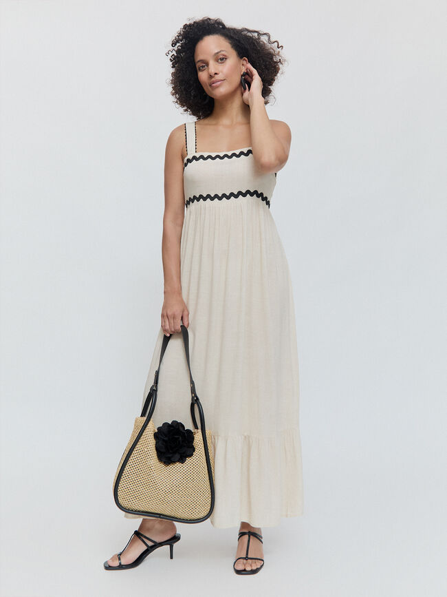 VESTIDO DETALLE ONDULINA Beige