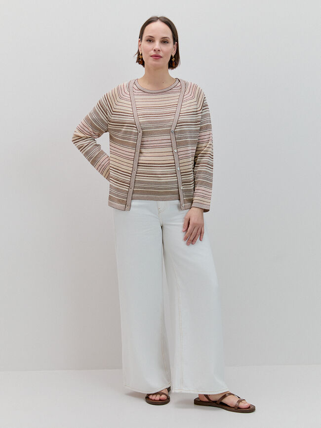 C&Aacute;RDIGAN RALLAS BRILLO Beige