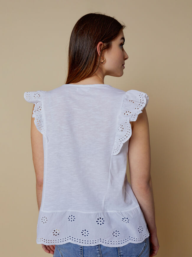 camiseta detalles peplum 100% algodón Blanco Optico