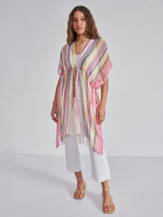 CAFTÁN ESTAMPADO RAYAS Multicolor
