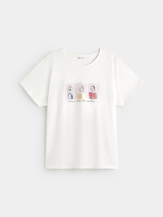 CAMISETA CHICAS BRILLANTES Blanco Hueso image number null