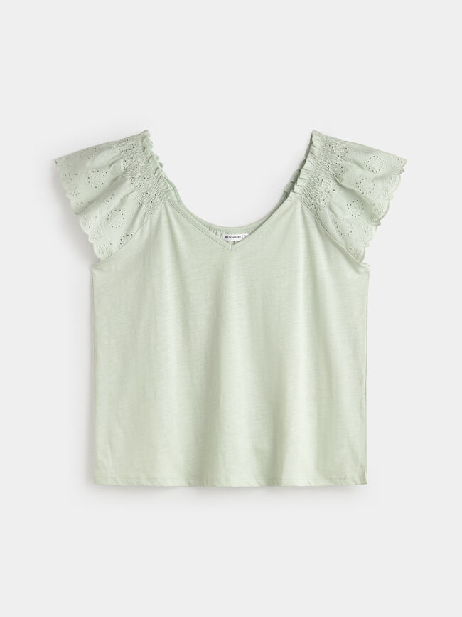 CAMISETA ESCOTE CORAZÓN Verde Agua Clar