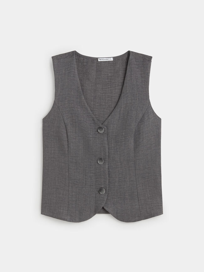 CHALECO 3 BOTONES gris melange
