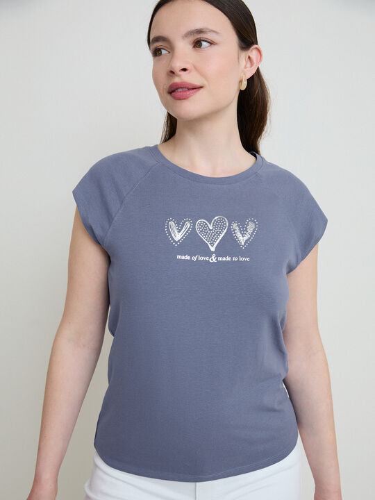 CAMISETA SLIM CORAZONES Azul Grisaceo image number null