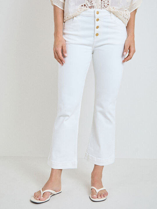 PANTALON DENIM ACAMPANADO Blanco Optico image number null