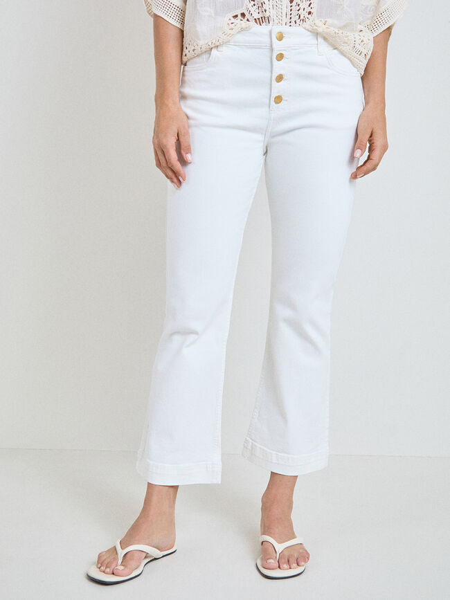 PANTALON DENIM ACAMPANADO Blanco Optico