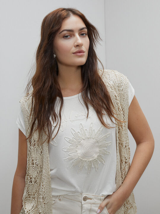 CHALECO CROCHET Beige image number null