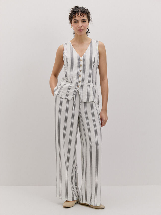 PANTAL&Oacute;N ANCHO RAYAS Crudo