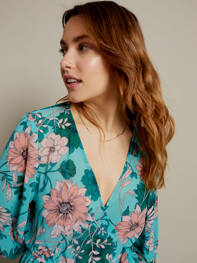 Vestido cruzado volante Estampado 1