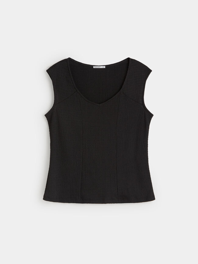 CAMISETA CRINKLE VIVO PUNTILLA Negro