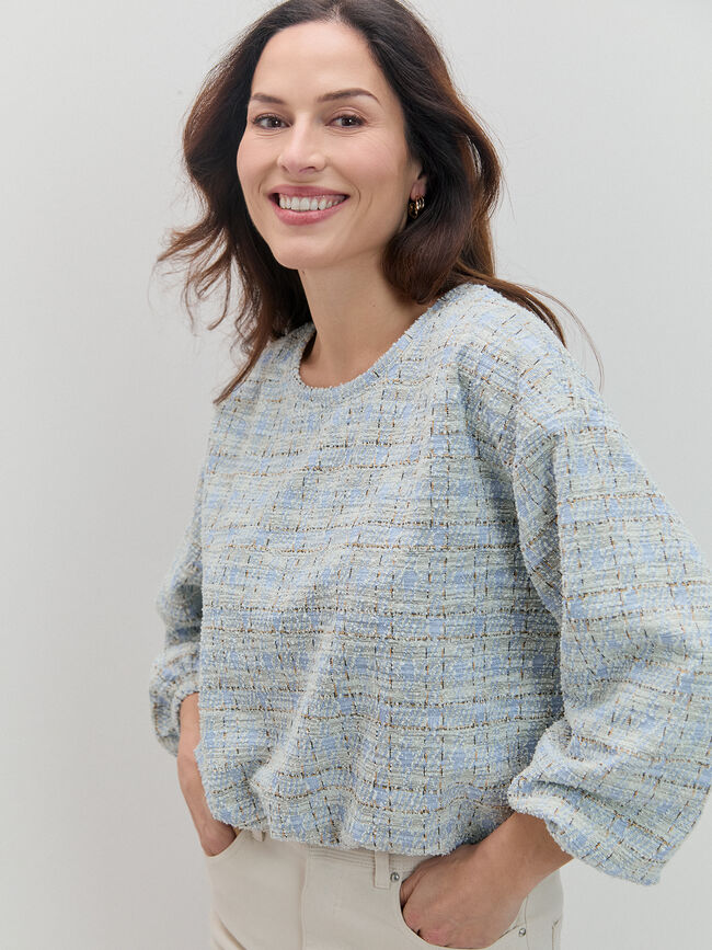 SUDADERA TWEED GLOBO Azul