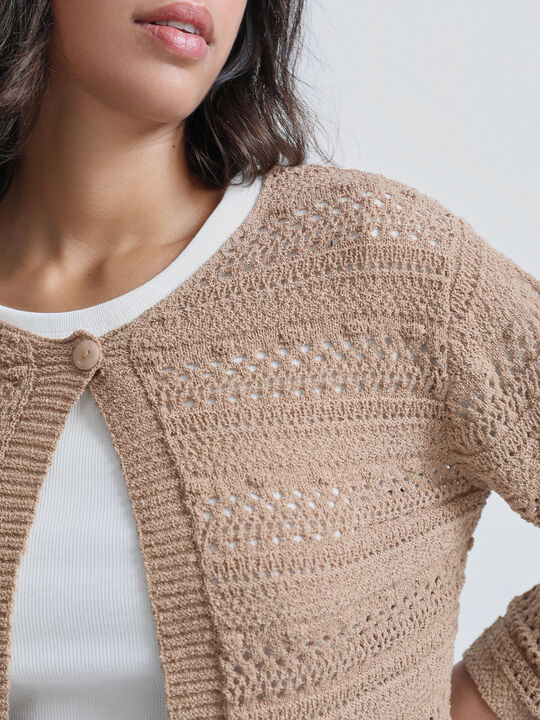 CARDIGAN UN BOTÓN Marron image number null