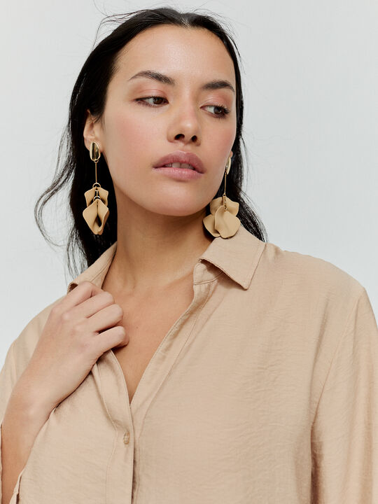 CAMISA OVERSIZE LARGA Beige Tostado image number null