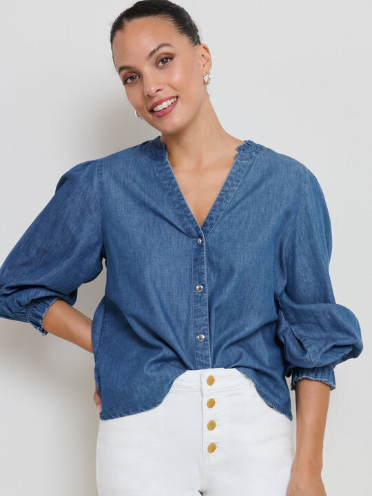 CAMISA VAQUERA VOLANTITO Dark blue image number null