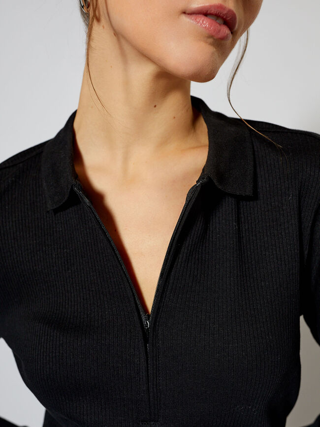 Camiseta M/L cuello polo Negro