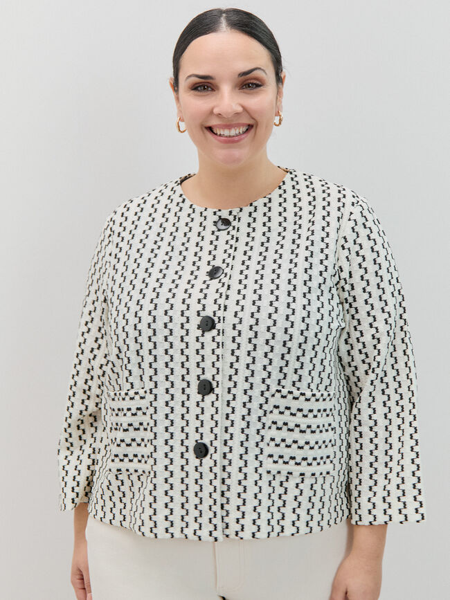 CHAQUETA JACQUARD BICOLOR Blanco Optico