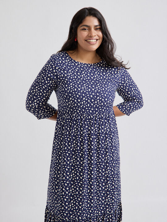 VESTIDO MIDI FLUIDO Azul Noche image number null