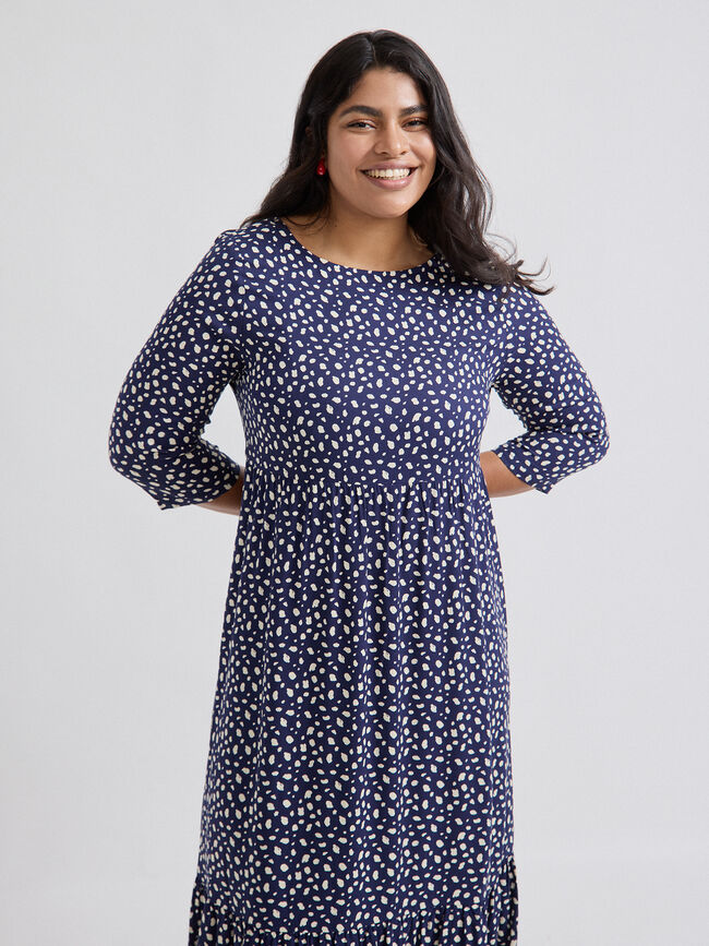 VESTIDO MIDI FLUIDO Azul Noche