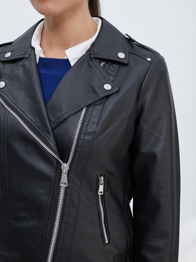 CAZADORA BIKER BÁSICA Negro