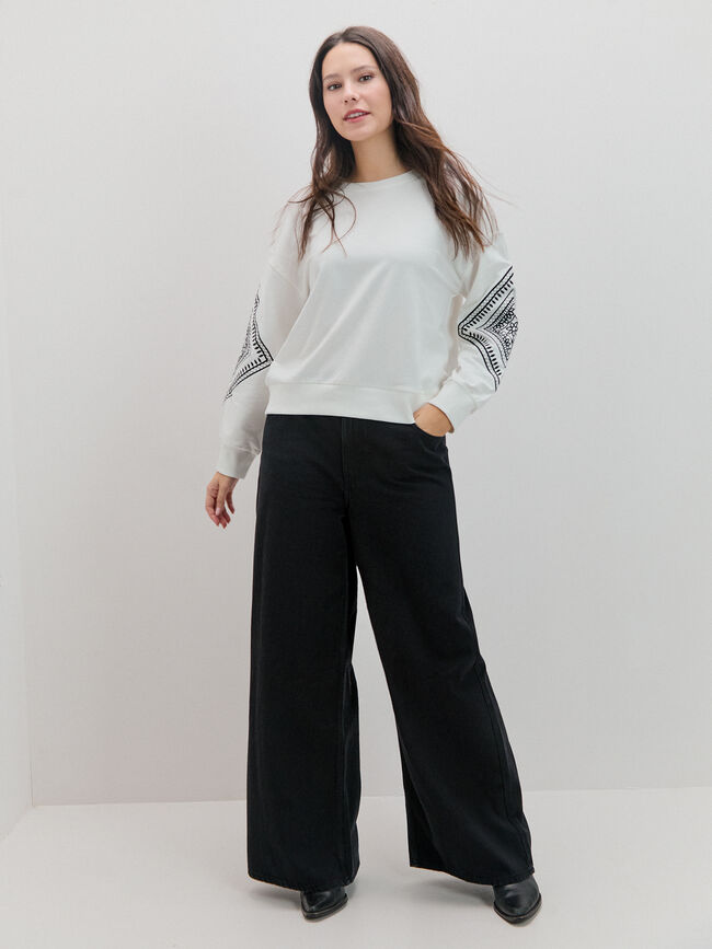 SUDADERA CUELLO REDONDO Blanco Hueso