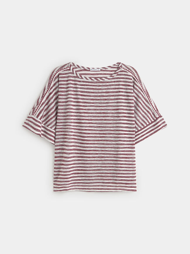 CAMISETA RAYAS Rojo Cereza