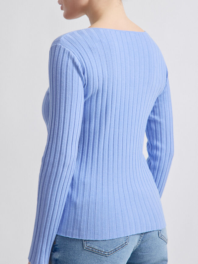 JERSEY  CUELLO PICO CANALÉ Cobalto