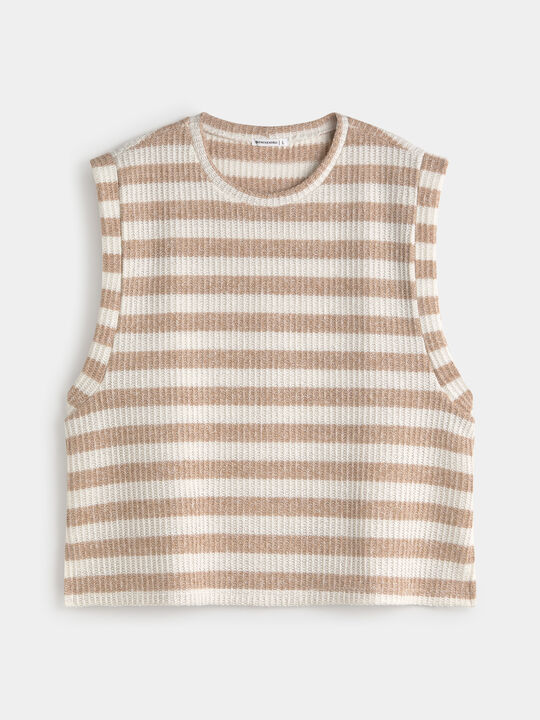 CHALECO RAYAS Beige image number null
