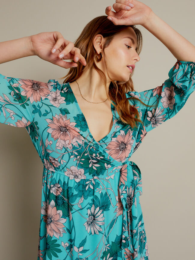 Vestido cruzado volante Estampado 1