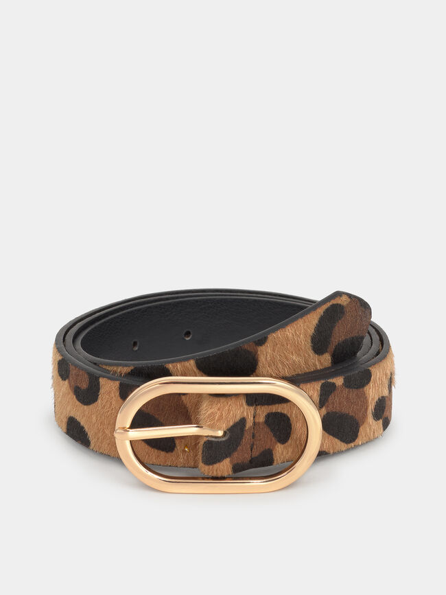CINTURÓN ESTAMPADO ANIMAL Marron