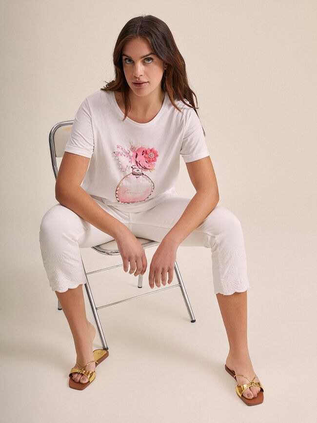 Camiseta 100% algodón detalle estampado Blanco Optico